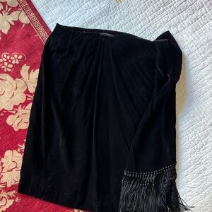 Elegant Black Skirt with Fringe Detail